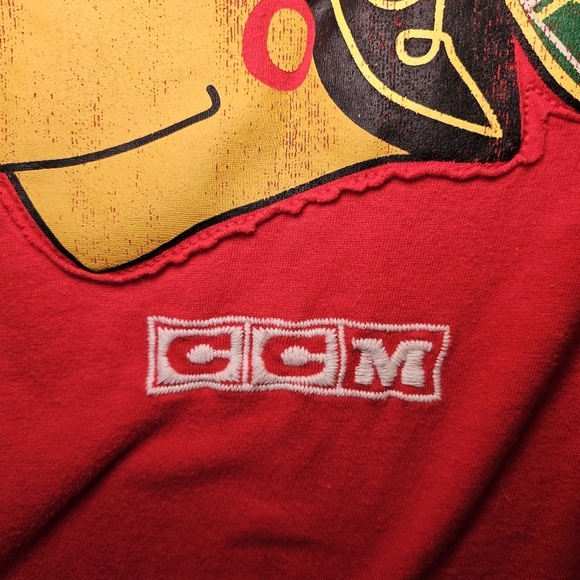 VGUC CCM Chicago Classic Blackhawks Logo Shirt Long Sleeve Mens Small Cotton - Picture 3 of 11